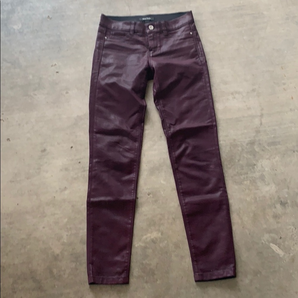 Fake leather Maroon jeans
